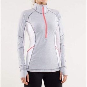 Lululemon Run Wild Half Zip White/Gray/Coral